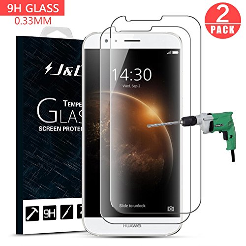 HUAWEI GX8 Screen Protector, J&D HUAWEI GX8 Glass Screen Protector [Tempered Glass] HD Clear Ballistic Glass Screen Protector for HUAWEI GX8 - Protect Screen From Drop and Scratch (2 Packs)