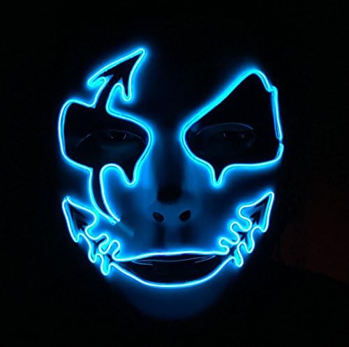 Bbei DevilFace Melbourne Shuffle Halloween EL Wire Light Up Mask Masquerades LED Mask, One Size