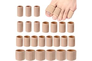 24 Pieces Toe Cushion Tube 0.98 Inches Toe Tubes Sleeves Soft Gel Corn Pad Protectors for Cushions Corns, Blisters, Calluses,