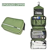 Aeman Hanging Travel Toiletry Bag Portable Foldable Cosmetic Make up Bag for Women & Men Shaving Dopp Kit Organizer Bag, 9.64 x 3.14 x 6.29 Inch (Army Green)