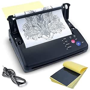 Sacnahe Tattoo Transfer Stencil Machine Copier Printer Thermal Tattoo Kit Copier Printer With Free 20pcs Tattoo Stencil Transfer Paper Black (2021 Update Version)