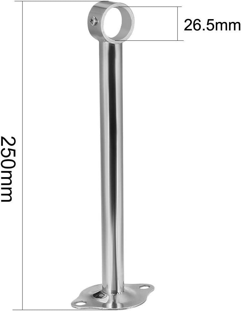 Sourcingmap Wardrobe Pipe Bracket, 26.5mm Dia, Type 25,Ceiling Mounting Rail Rod Support Socket 2pcs, Silver, 250mm x 26.5mm, 2 pcs - Image 3