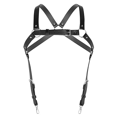Agoky Leder Hosenträger für Herren Brust Harness Body Körper Geschirr Einstellbar Gürtel Fetisch Dessous
