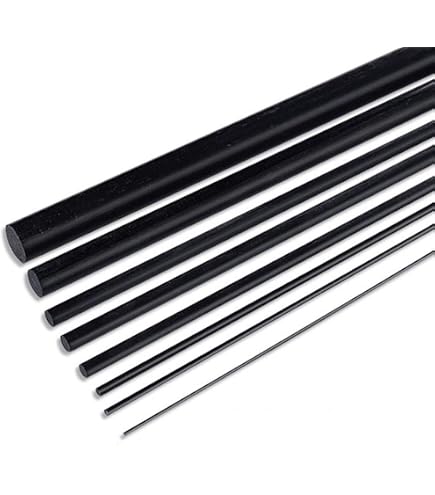 LUKYO Carbon Fiber Rods, 2.5mm Diameter, 400mm Length, 10 Pack, Black, Industrial Grade