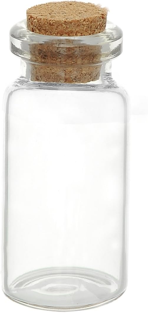 Housweety Small Mini Glass Jars with Cork Stoppers Top