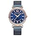 MINI FOCUS Women Simple Watches with Stainless Steel Mesh Band, Fashion Waistwatch (Blue, Luminous, Crystal Dial) Casual Watch for Women/Gril Gift MF0177L.04
