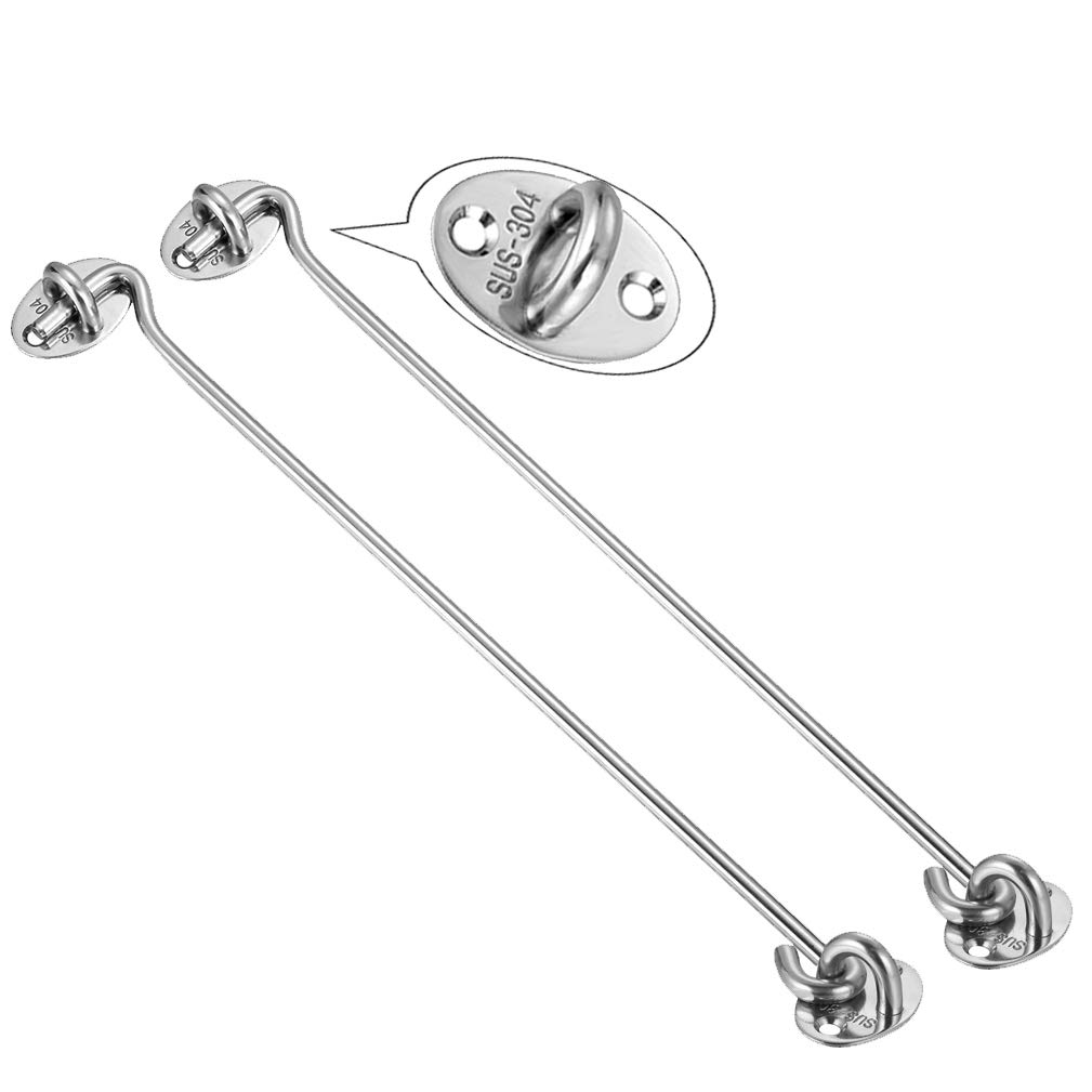 Cabin Hook【2PCS】SUS 304 Stainless Steel Eye Shed Gate Door Latch Silent Holder Window Brace,Φ 6mm/0.23inch