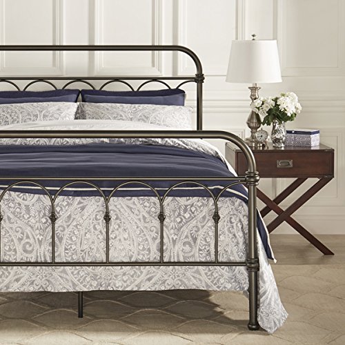 Vintage Metal Bed Frame Antique Rustic Dark Bronze Cast Knot Headboard Footboard Retro Country Bedroom Furniture (King)