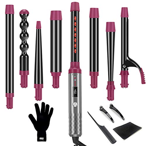 IG INGLAM Professional 8in1 Curling Iron Wand Set, Instant Heat Up