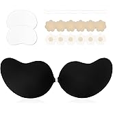 LAZYROSY Sticky Bra Push Up Backless Bras Strapless Stick on Bra Invisible Adhesive Bra with Nipple Covers for Women