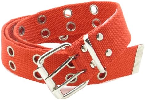 Two-Hole Grommet Canvas Web Belt 1.5" Wide Metal Buckle and Tip Solid Color