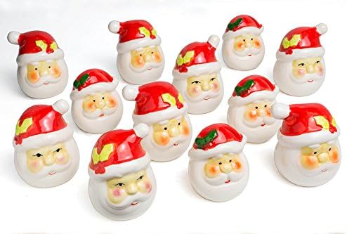 Christmas Decorative Ceramic Toothpicks Holders 12 pcs set Santa Claus Themed