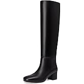 Athlefit Knee High Boots for Women Chunky Low Heel Fashion Round Toe Tall Boots