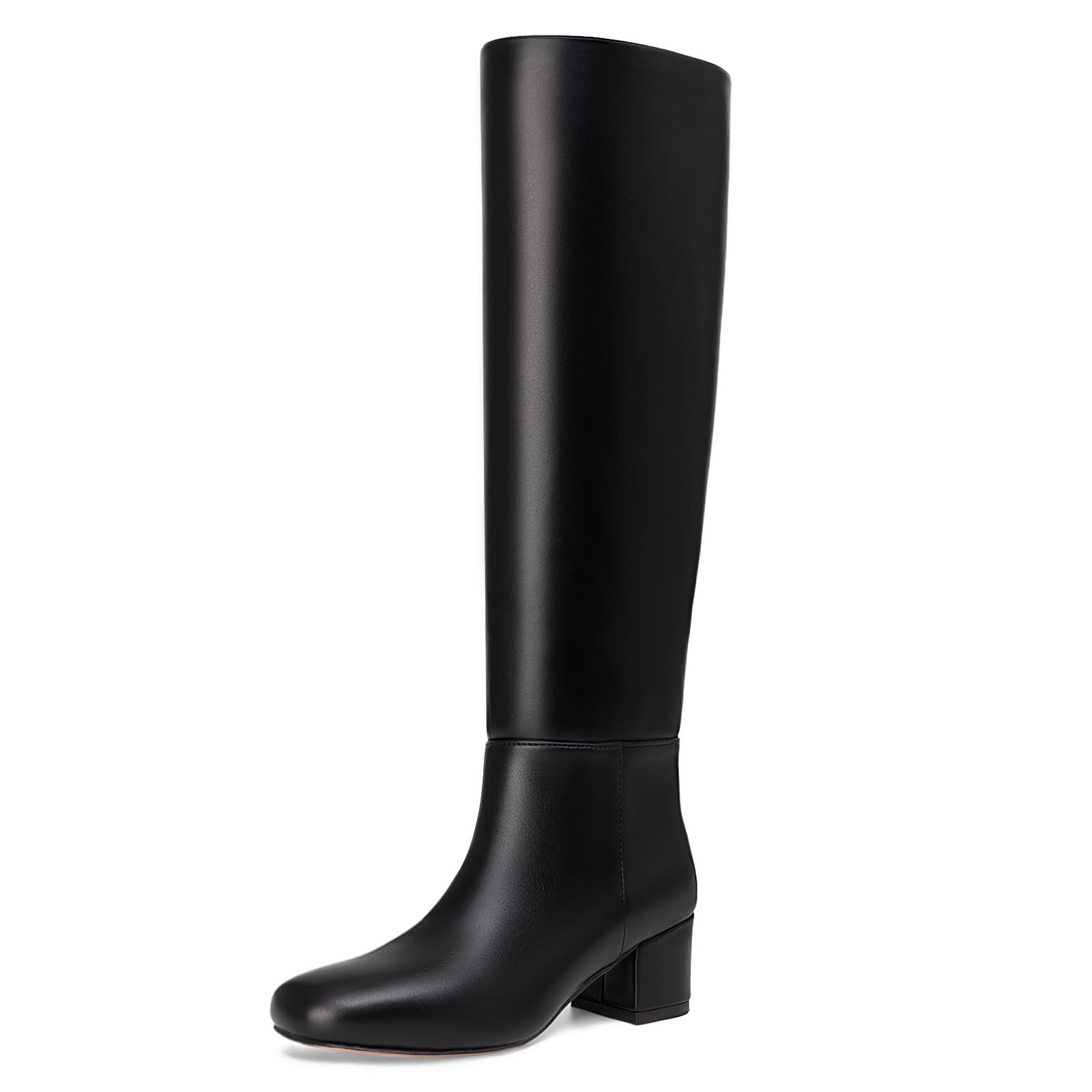 Athlefit Black Knee High Boots for Women Chunky Low