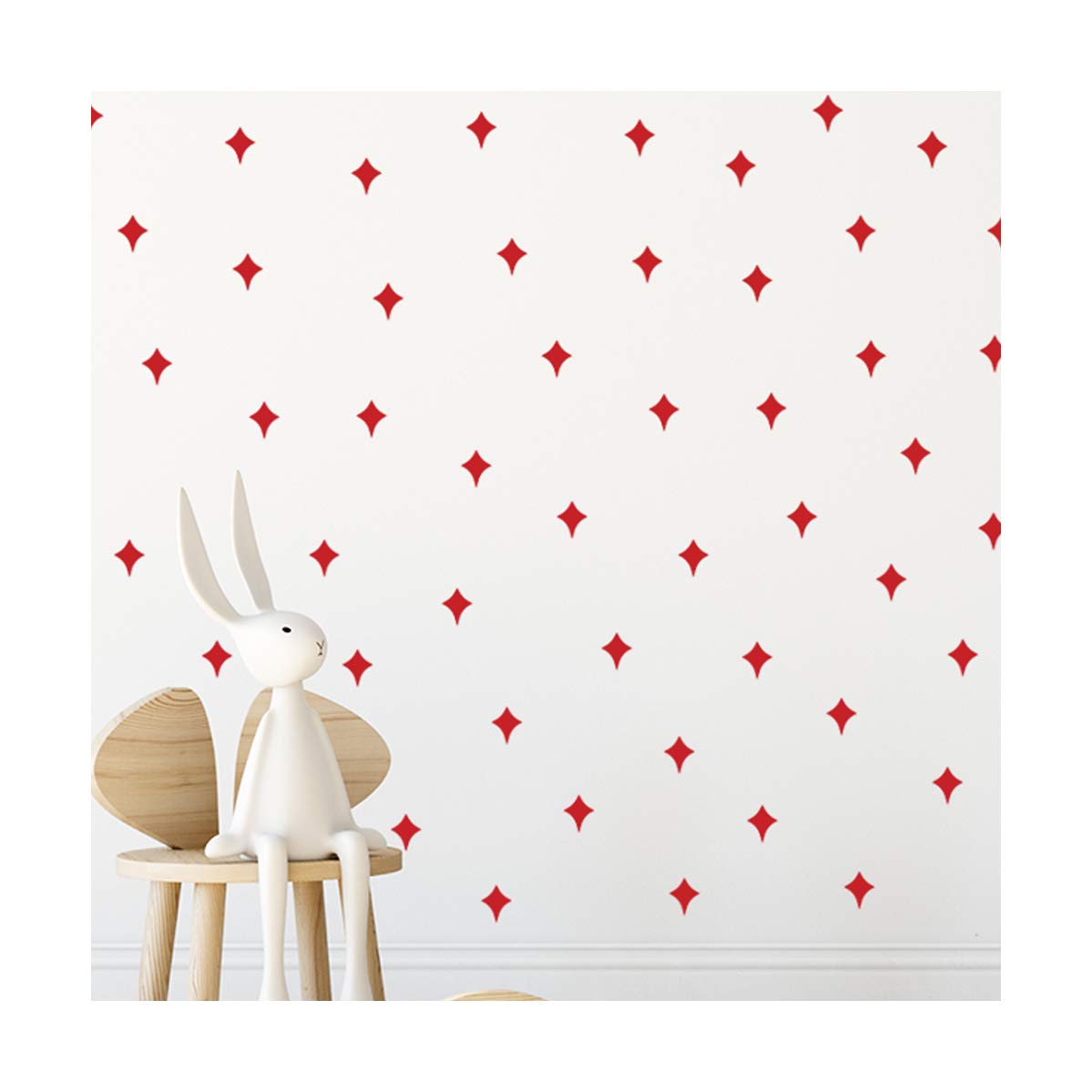 StickerDeen | Galaxy Stars Shape Decoration Removable Wall Art Vinyl Decal Stickers | (Pack of 120) (Red)