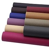 David Angie 10 Pcs Solid PU Synthetic Leather Litchi Faux Leather Sheet 7.9" x 13.4" (20 x 34 ) Perfect for Making Hair Bow Wallet Handbags Dressing Sewing Crafting DIY Projects (Dark Color Leahter)