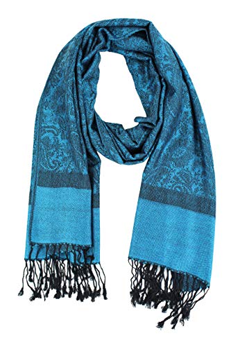 Paskmlna Paisley Jacquard Pashmina Shawl Wrap Scarf Stole (Blue0185)