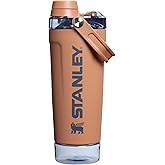 STANLEY Vitalize Shaker Bottle 20 oz | Leakproof Insulated Stainless Steel Shaker Cup | Base Storage and Twist On Fast Flow Lid | Protein Shakes and Pre Workout Powder | BPA-Free | Toast