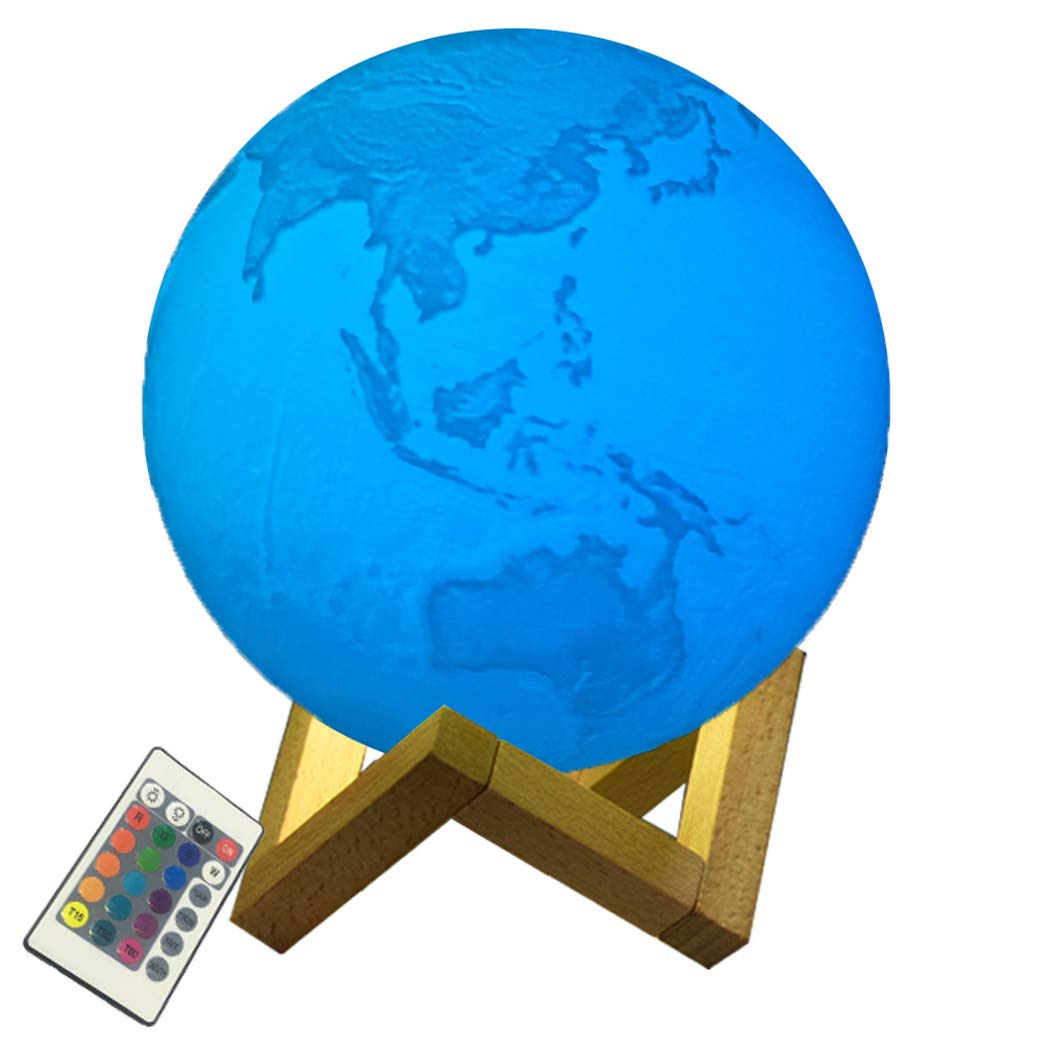 Abcsea 3D Moon Lamp with 7 Colors, Earth Lamp, 12 cm