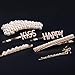 SIQUK 16 Pcs Pearl Hair Clips Large Gold Hair Pin Pearls Bobby Pins with Letter Word Hair Barrettes for Women and Girls