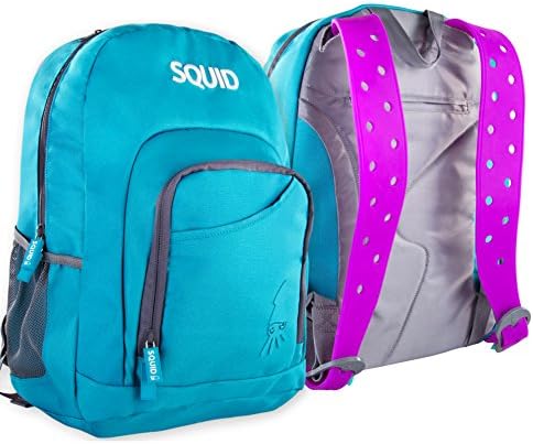 SquidPack Customizable Kids Backpack with Interchangeable Straps and Charms (Turquoise/Electric Purple)