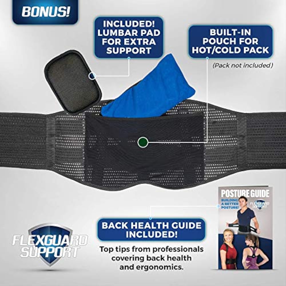 Lower Back Brace By FlexGuard Support Lumbar Waist Backbrace For Pain
