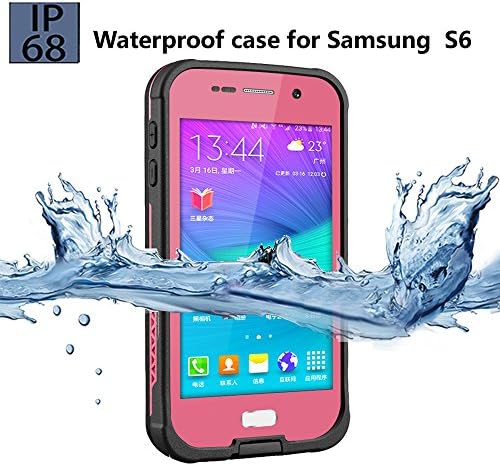 Galaxy S6 Waterproof Case with Touched Transparent Screen Protector, Durable Full Sealed Protection Case Cover with Viewing Kickstand for Samsung Galaxy S6 (Pink)