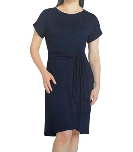 Chaps Women's Floral Tie-Waist Dress (Navy/Lavender Multi, X-Small) at Amazon Women's Clothing store