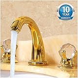 Bathroom Faucet, Bath Sink Faucet,Hot/Cold Water Mixer Bathroom Faucet with 3 Holes by APOSHION (Gold Finish)