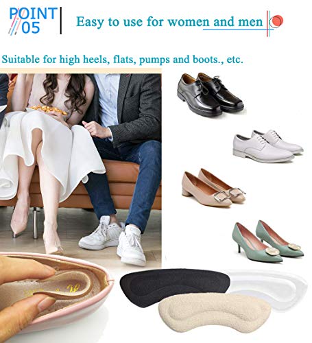 Heel Cushion Inserts & Heel Grips-Reusable Self-Adhesive Shoe Inserts Liners for Men's and Women's Loose Shoes, Shoe Pads for Preventing Heel Slipping, Rubbing, Non-Slip Comfortable Heel Pads-6 pairs