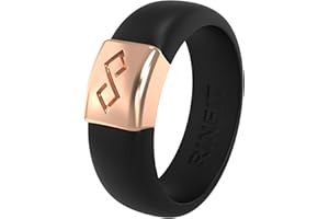 Rinfit Silicone Rings for Women & Men - Silicone Wedding Bands Women or Men - Infinity Ring with Metal Plate - Rubber Rings -