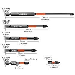 6 Pieces Industrial Magnetic Phillips #2 Impact