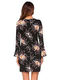 ELESOL - Vestido casual de manga larga con estampado floral para mujer