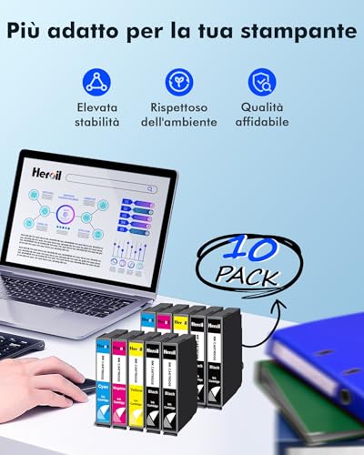 Heroil Ink Cartridge for 604XL Compatible for Epson Cartridges for Expression Home XP-2200 XP-4200 XP-3200 XP-3205 XP-2205 Workforce WF-2910 WF-2930 WF-2950 (10 Pack)