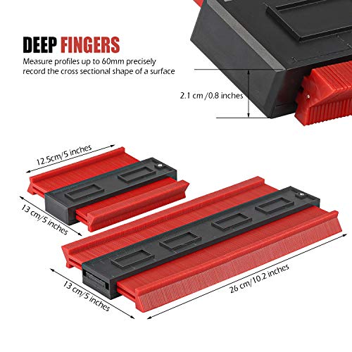 Contour Gauge Duplicator Faminess 2Pack Wider Irregular Shape Copying Ultimate Template Tool,Profile Gauges Plastic Contour Duplications Gauge Copy Irregular Shapes Measuring for Corners and Contoured