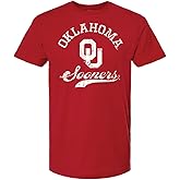 Red & West NCAA Men's Oklahoma Sooners Cotton T-Shirt with Vintage Script Logo-Crimson
