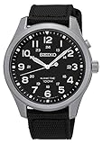 Seiko Kinetic SKA727 Black Dial Black Canvas Band Men's Watch