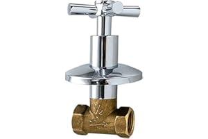 Weirun Shower Shut Off Valve,Water Flow Control Valve Straight Replacement Part Concealed with Cross Handle Shut off Valves Water Pressure Regulator,Bathroom Shower Pipe Valve 1Pcs, Chrome