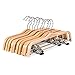 RoyalHanger Wood Hangers 10-Pack, Pants Hangers Skirt Hangers Wooden Hangers with 2 Adjustable Clips, Natural Finish
