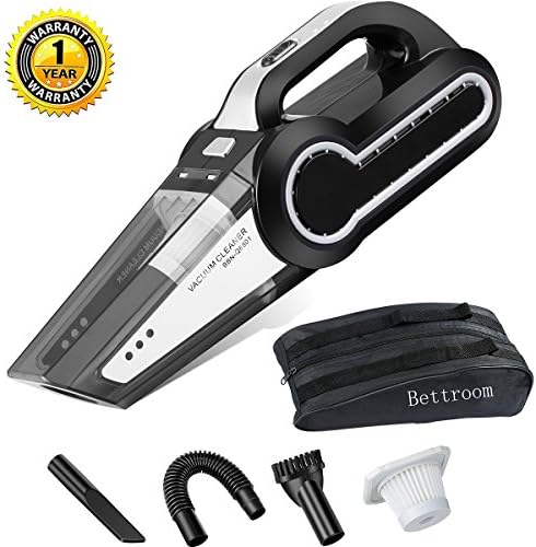 Bettroom Car Vacuum Cleaner High Power Strong Suction 4000 PA 120W DC 12V Wet Dry Handheld Portable Automotive Cleaners Tools for Cars with 16.4FT (5M) Cord Multiple Attachments