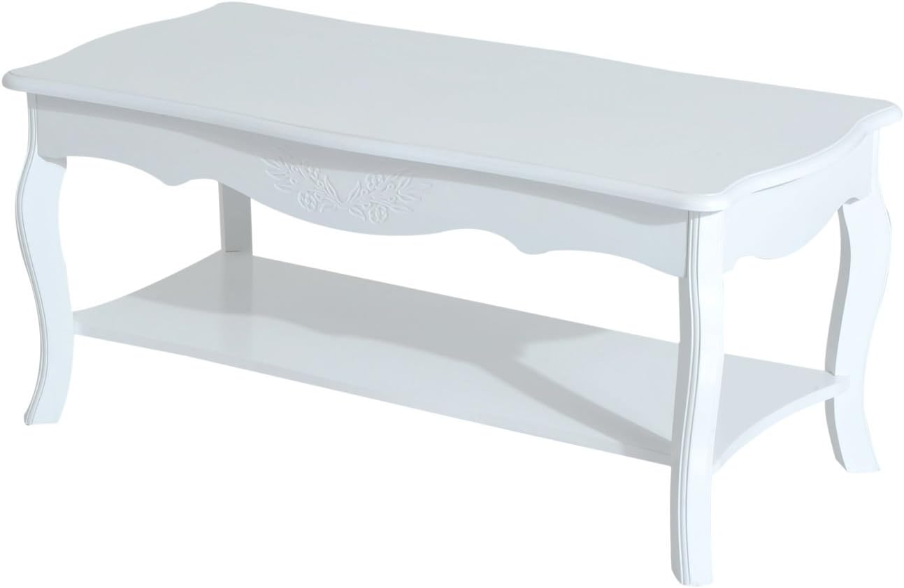 HOMCOM Coffee Tea Table Modern Living Room Wooden Furniture 2 Layer Design w/Storage Shelf - Image 5