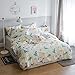 King Duvet Cover 100% Cotton Daisy Bedding Sets for Teen Bed Set 3 PCS Floral Women Girls Green Bedding Duvet Cover Pillowcases, NO Comforter