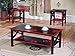King's Brand 3 Piece Wood X Style Casual Coffee Table & 2 End Tables Occasional Set, Cherry Finish