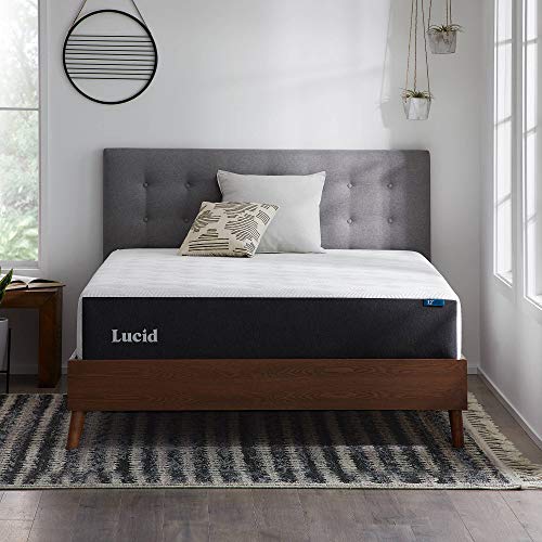 Photo 1 of Lucid 12 Inch Gel Memory Foam Mattress – Plush Feel – Gel Infusion - Hypoallergenic Bamboo Charcoal – Breathable Cover
