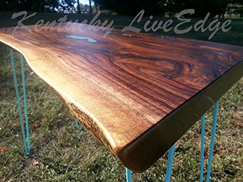 Live Edge Desk- Writing Desk- Laptop Desk- Workstation- Turquoise- Walnut Burl- Natural Wood Desk- Computer Desk- Sofa Table- Console Table