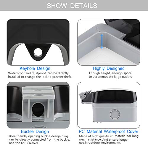 Außensteckdose IP66 Wetterfest, Gartensteckdose Aufputz Schutzkontakt für Feuchtraum Garten den Aussenbereich, Outdoor… – Bild 7