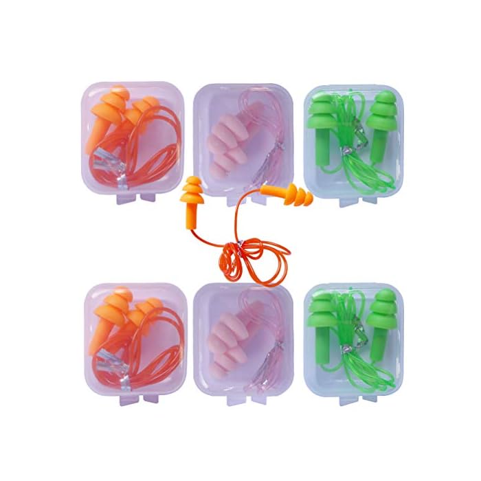 6 Pair Reusable Silicone Ear Plugs, Waterproof, Ultra Comfortable Noise Reduction Earplugs for Sleeping, Swimming…