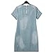 LUNAJANY Women's Pearl Details Short Sleeve Zip Back Plus size Shift Denim Dress