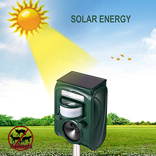 Wikomo Ultrasonic Animal Repeller, Solar Powered Waterproof Outdoor