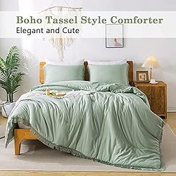 Andency Queen Comforter Set Sage Green, 3 Pieces